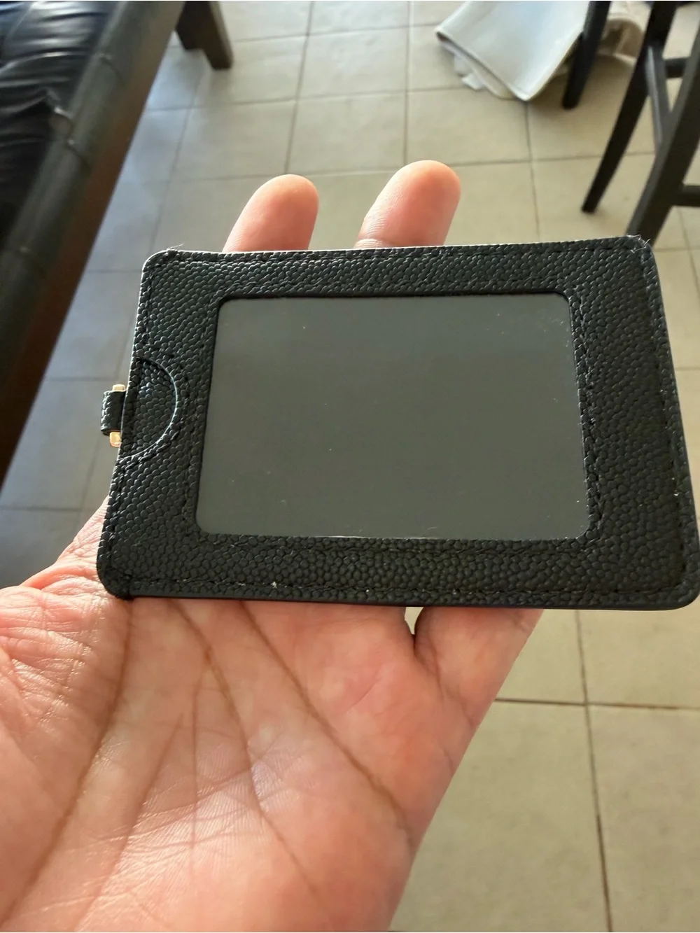 Marc Jacobs Black Pebbled Leather Card ID Holder with Lanyard